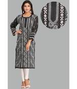 Black Embroidered Cotton Chikankari Kurti