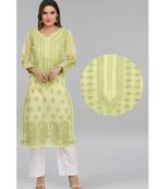 Ada Hand Embroidered Lemon Cotton Lucknow Chikan Kurti