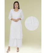 White Embroidered Cotton Chikankari Kurti