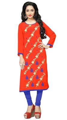 Orange Color Party Wear Georgette Embroidery Kurti For Women 1