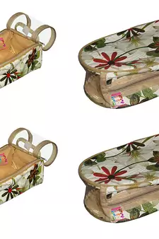 atorakushon   Flower Print, Shoe Slippers Cover Travelling Shoe Storage Bag Footwear Organiser Pouch Shoe Bag Set of 4