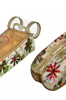 atorakushon   Flower Print, Shoe Slippers Cover Travelling Shoe Storage Bag Footwear Organiser Pouch Shoe Bag Set of 2