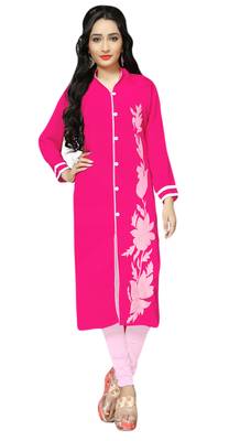 Pink Color Georgette Embroidery Kurti For Women 1