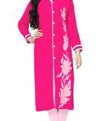 Pink Color Georgette Embroidery Kurti For Women