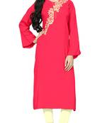 Party Wear Fanta Color Rayon Soft Cotton Embroidery Kurti For Women