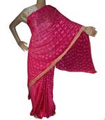 Majenta woven chiffon Phulkari Saree