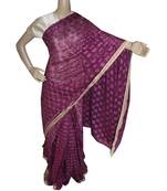 Purple woven chiffon Phulkari Saree