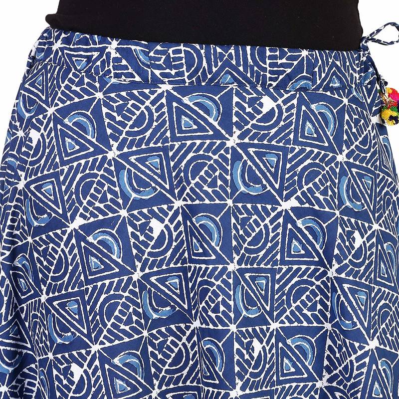 Blue Designer Cotton Indigo Print Long Skirt for Women and girls
