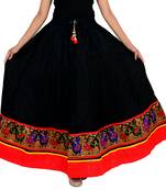 black Cotton Designer lace Work Long Skirt for Women