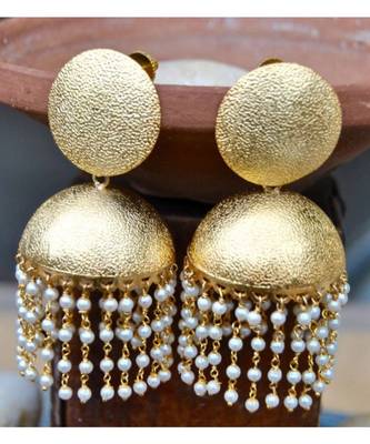 Bold Gold Matte Jhumka Earrings 1