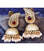 Red Gold Jhumka Earrings