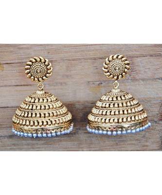 Big Bold Gold Antique Kairi Jhumka Earrings 1