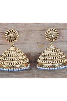Big Bold Gold Antique Kairi Jhumka Earrings
