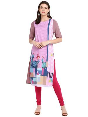 Wine printed crepe long-kurtis 1