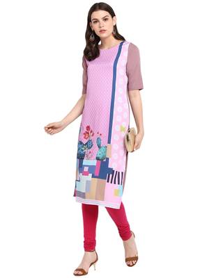 Wine printed crepe long-kurtis 2