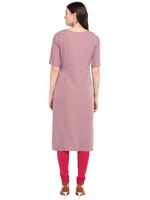 Wine printed crepe long-kurtis 3