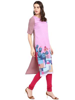Wine printed crepe long-kurtis 5