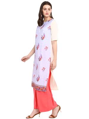 Cream printed crepe long-kurtis 4