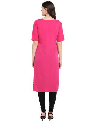 Dark-pink printed crepe long-kurtis 3