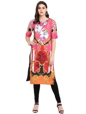 Black printed crepe long-kurtis 1