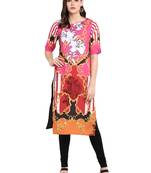 Black printed crepe long-kurtis