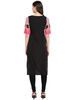 Black printed crepe long-kurtis 3