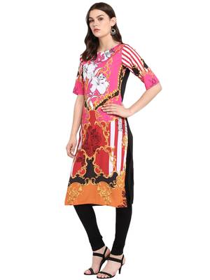 Black printed crepe long-kurtis 4