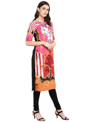 Black printed crepe long-kurtis 5