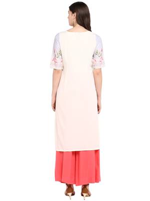Cream printed crepe long-kurtis 3