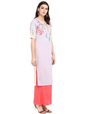 Cream printed crepe long-kurtis 5