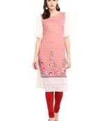 Pink printed crepe long-kurtis