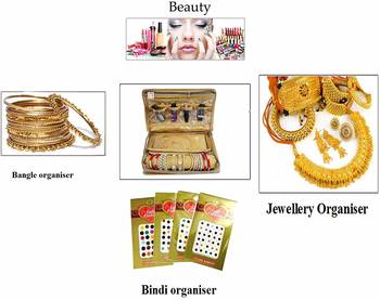 Atorakushon   Women's Satin Multipurpose Make-Up Pouch Necklace Cosmetic Jewellery Traveling Organizer (Golden) 5
