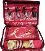 Atorakushon   Women's Satin Multipurpose Make-Up Pouch Necklace Cosmetic Jewellery Traveling Organizer (Maroon)