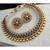 Golden Ball With Blue Stone Traditional Brass Necklace Jewellery Set With Earrings For Women Girls