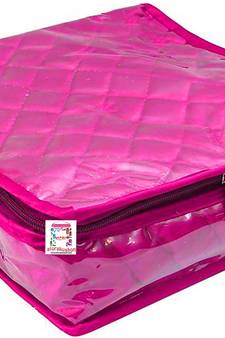 Atorakushon   Women's Satin Multipurpose Make-Up Pouch Necklace Cosmetic Jewellery Traveling Organizer (Pink)