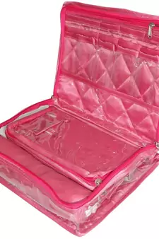 Atorakushon   Women's Satin Multipurpose Make-Up Pouch Necklace Cosmetic Jewellery Traveling Organizer (Pink)