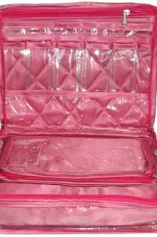 Atorakushon   Women's Satin Multipurpose Make-Up Pouch Necklace Cosmetic Jewellery Traveling Organizer (Pink)