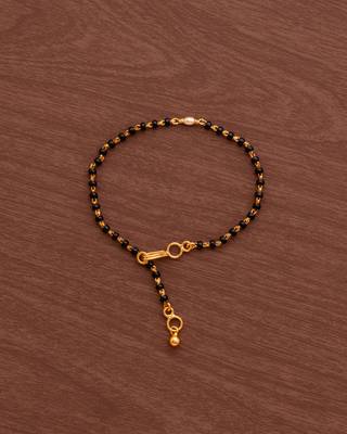 Black beads mangalsutra bracelet/hand mangalsutra with light gold rice pearl one gram gold 1
