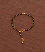 Black beads mangalsutra bracelet/hand mangalsutra with light gold rice pearl one gram gold