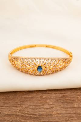 Golden diamond and blue stone bangles-and-bracelets one gram gold 1