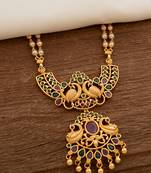 Off-white pearl necklace SHORT with big designer pendant one gram gold