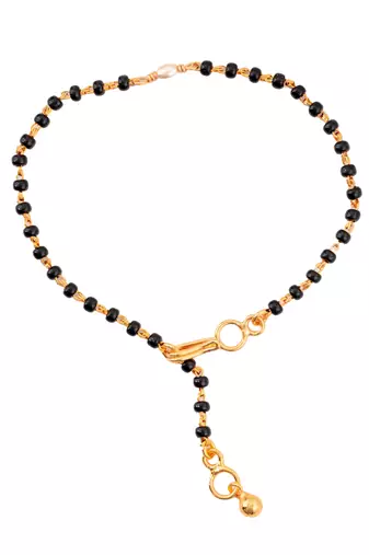 Black beads mangalsutra bracelet/hand mangalsutra with light gold rice pearl one gram gold