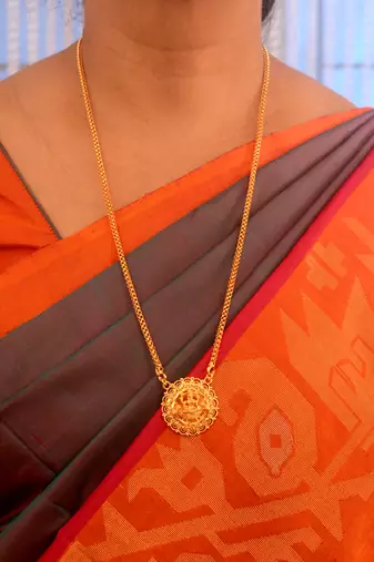 Radha's Creation MEDIUM length 24inches chain with Laxmi pendant one gram gold No.1082
