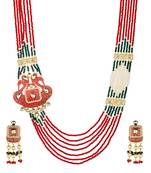 Wedding Red Kundan Multilayered Onyx Necklace Sets