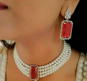 Pink Cubic Zirconia Necklace Sets 2