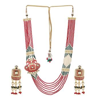 Wedding Red Kundan Multilayered Onyx Necklace Sets 2