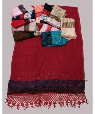 Multicolor  Premium Cotton Glitter Triple Layer Stole 1