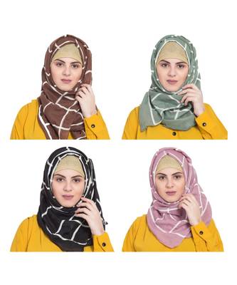 Multicolor  Premium Cotton Designer Grid Hijab 1