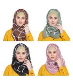 Multicolor  Premium Cotton Designer Grid Hijab