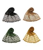 Multicolor  Premium Cotton Designer 4 Liner Diamond Studed Stole